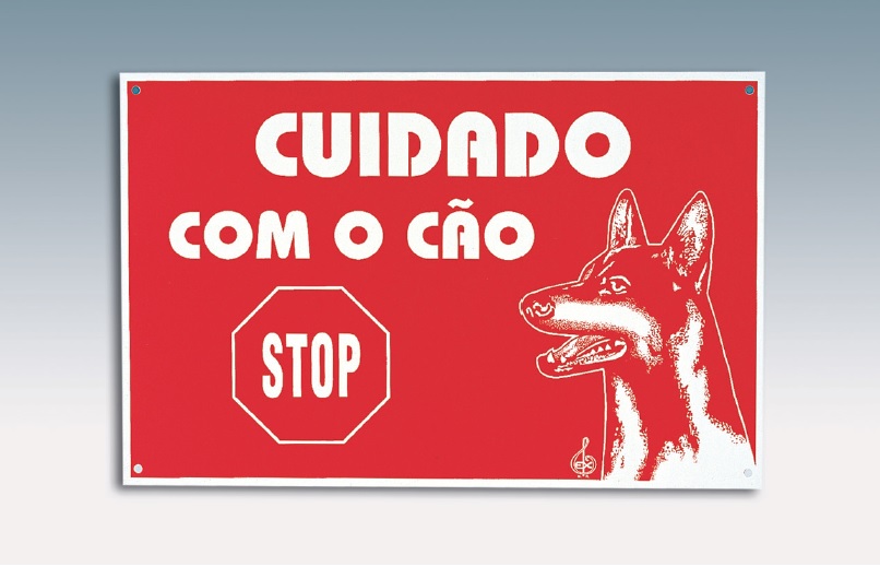 EX PLACA PVC CUIDADO C/ O CAO & GATO TRAMADO                